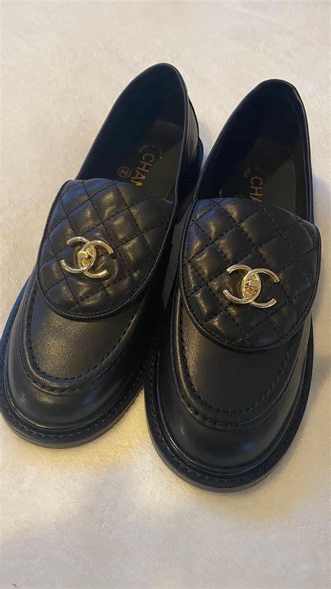 chanel loafers quilted flap|Chanel moccasin loafers black.